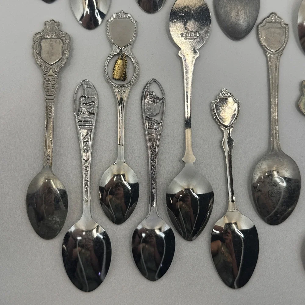 Vtg Souvenir Spoon Lot 22 State Landmark Travel USA Silverplate‎ Collectible